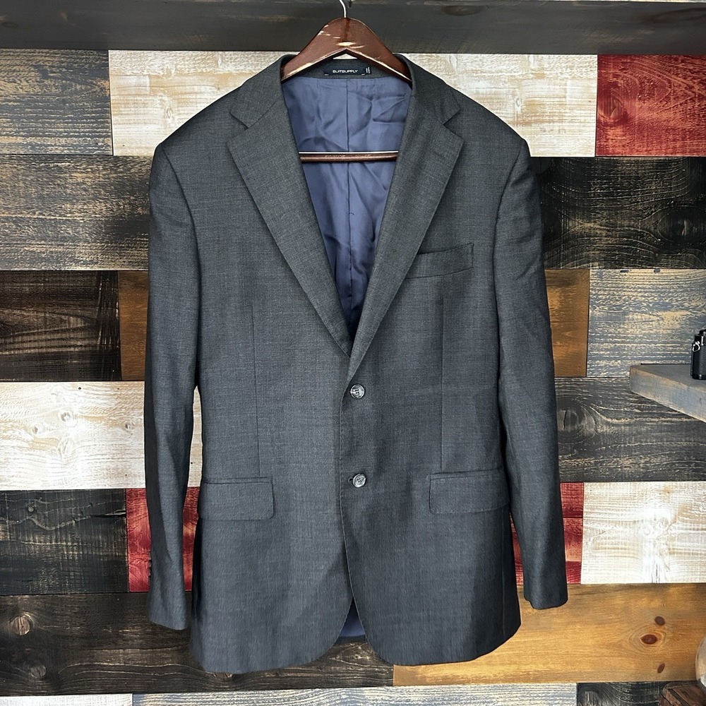 Suitsupply Napoli Navy Grey Blazer Jacket 42L Zignone Italian Pure Wool Vitale B